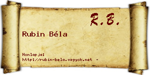 Rubin Béla névjegykártya